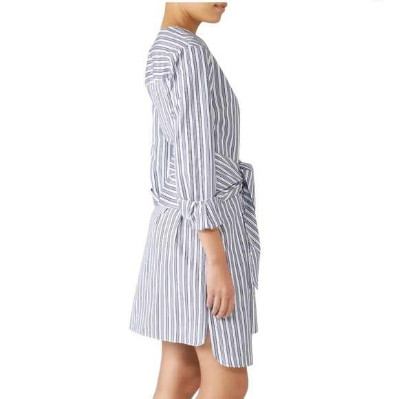 TIBI Liam Stripe V-Neck Shirt with Tie Sz 8 $395 - Picture 7 of 14